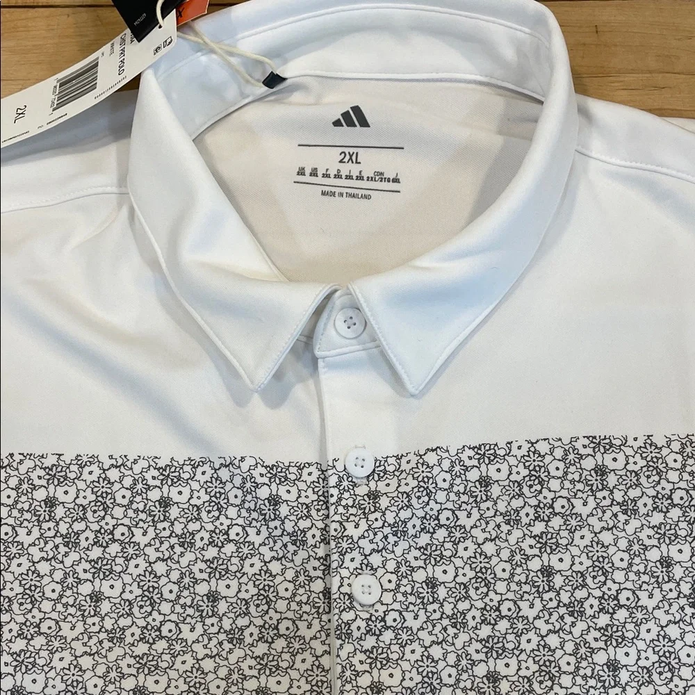 adidas White & Grey floral polo - Picture 4 of 4